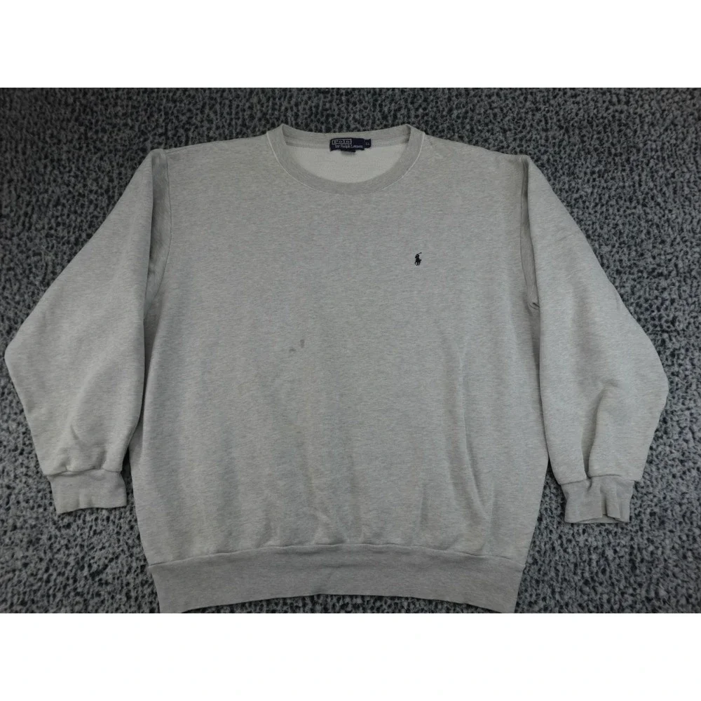Polo Ralph Lauren Crewneck Sweatshirt Mens XL Gray Embroidered Pony Cotton Blend